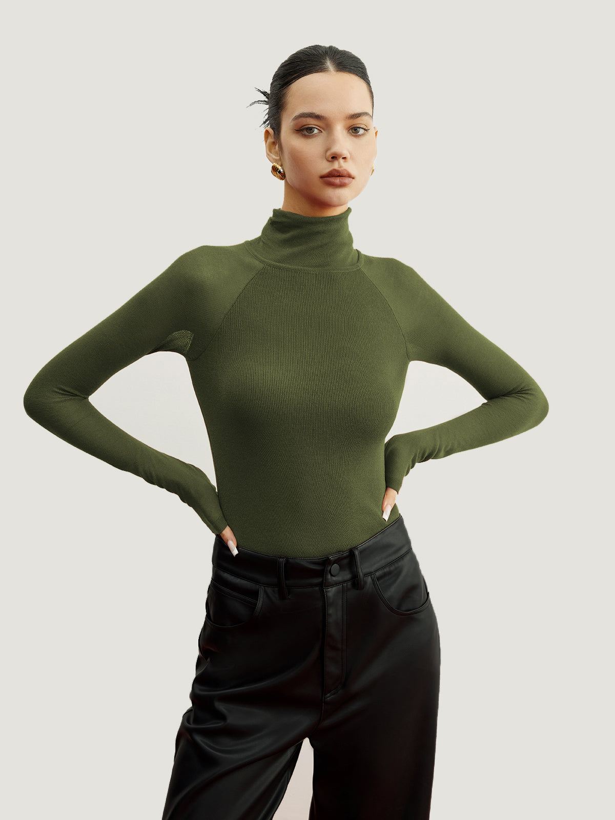 Sheer Sleeve Skinny Sweater-Massicos