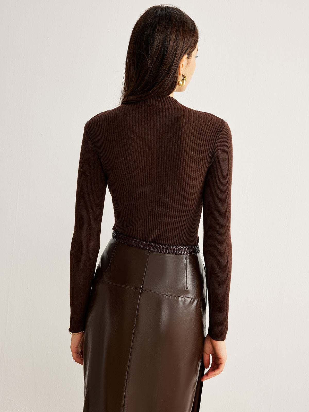 Retro Wool-Blend Panel Slim Sweater-Massicos