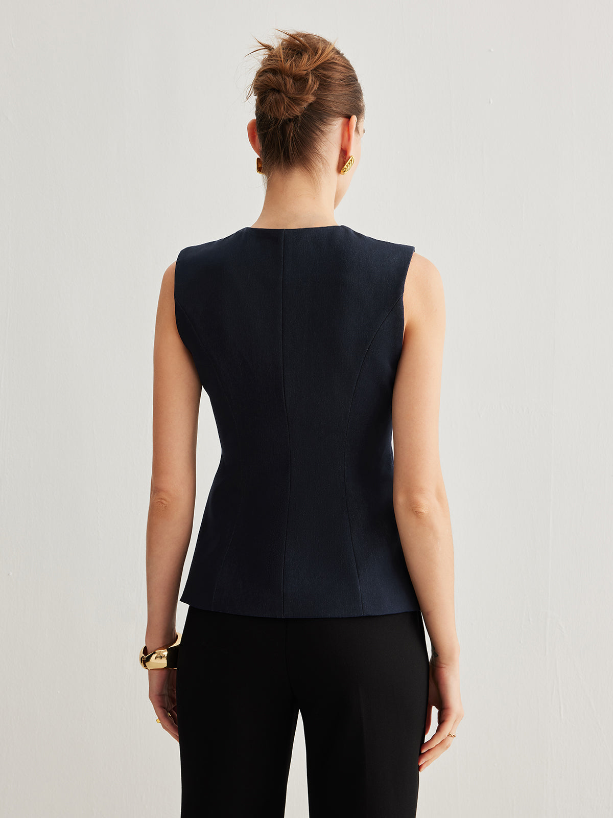 Split Button Down Slim Vest-Massicos