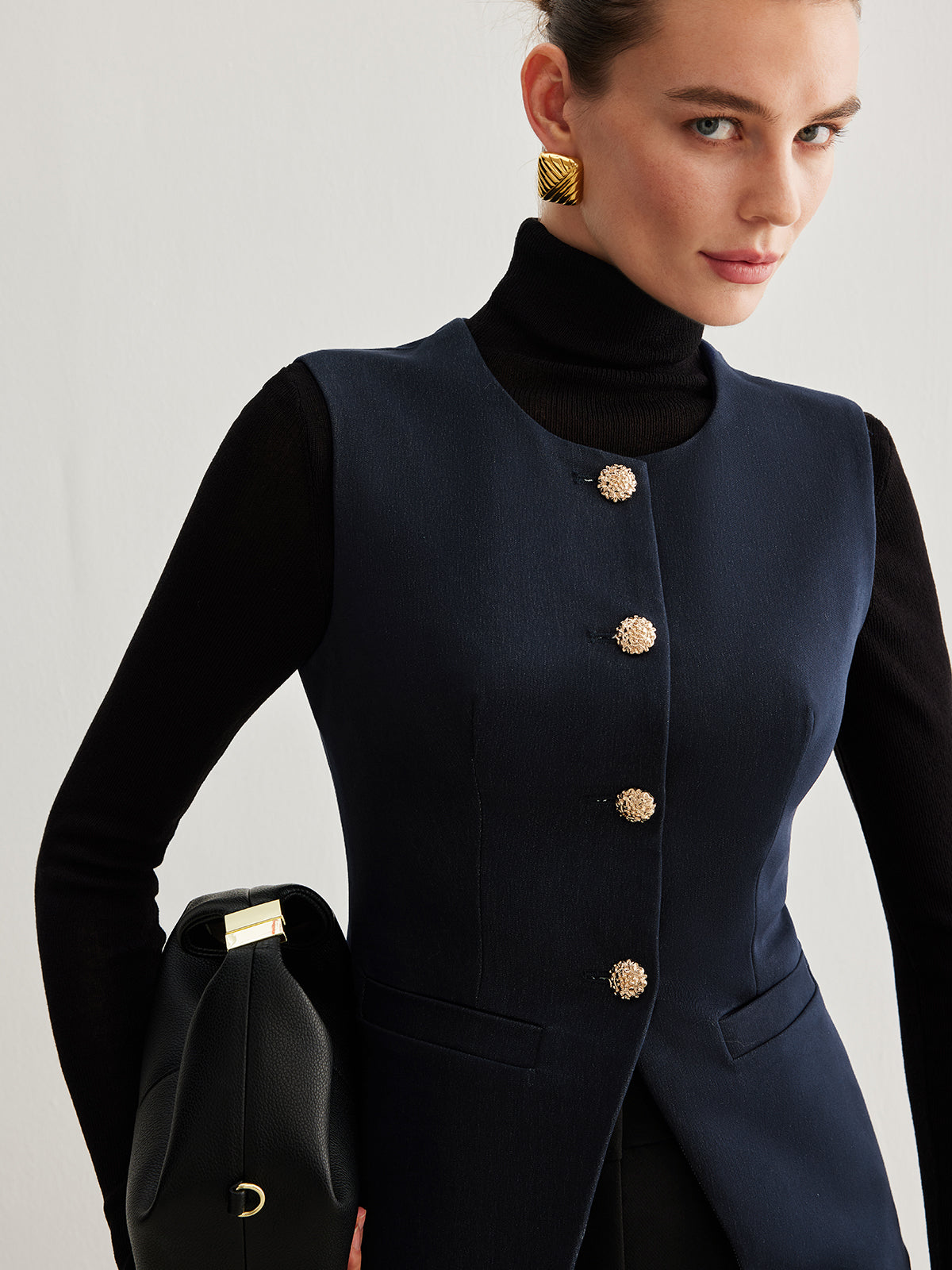 Split Button Down Slim Vest-Massicos