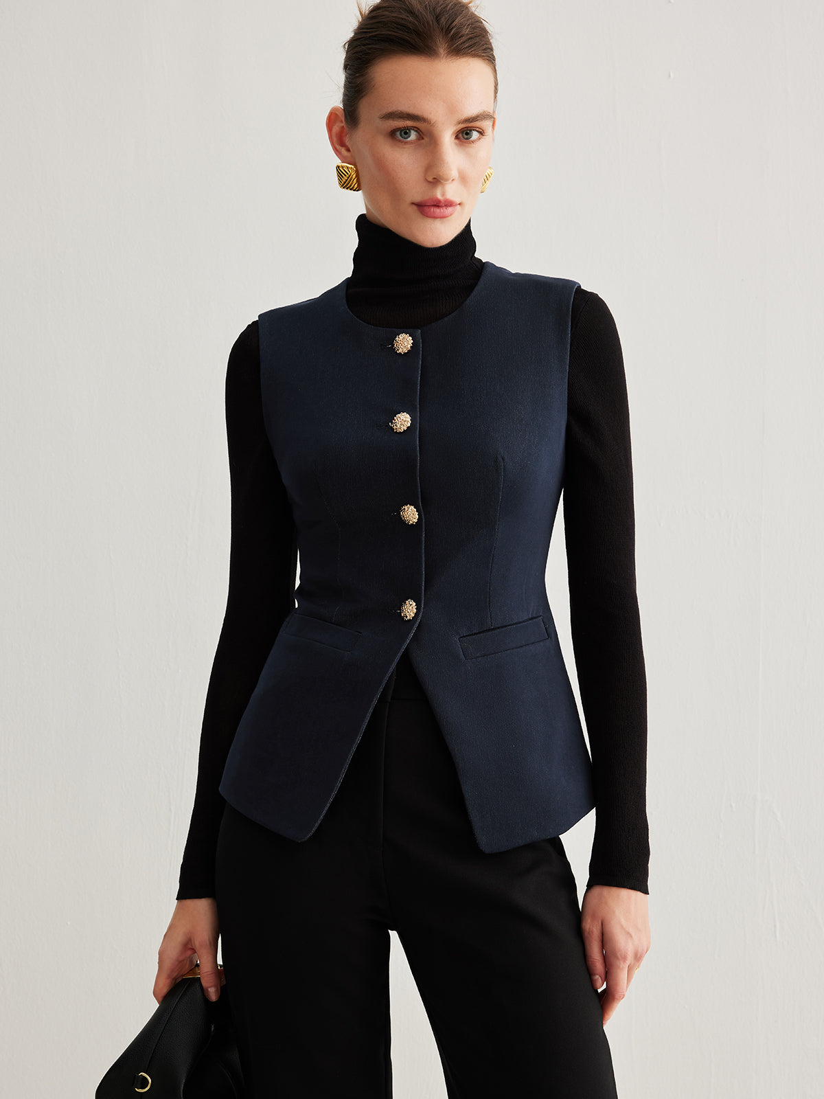 Split Button Down Slim Vest-Massicos