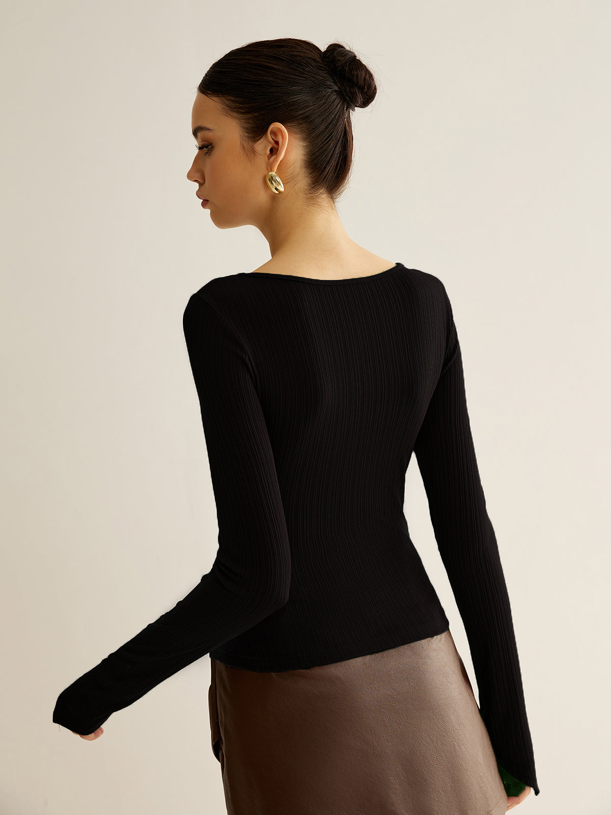 Metal Detail Pleated Blouse-Massicos