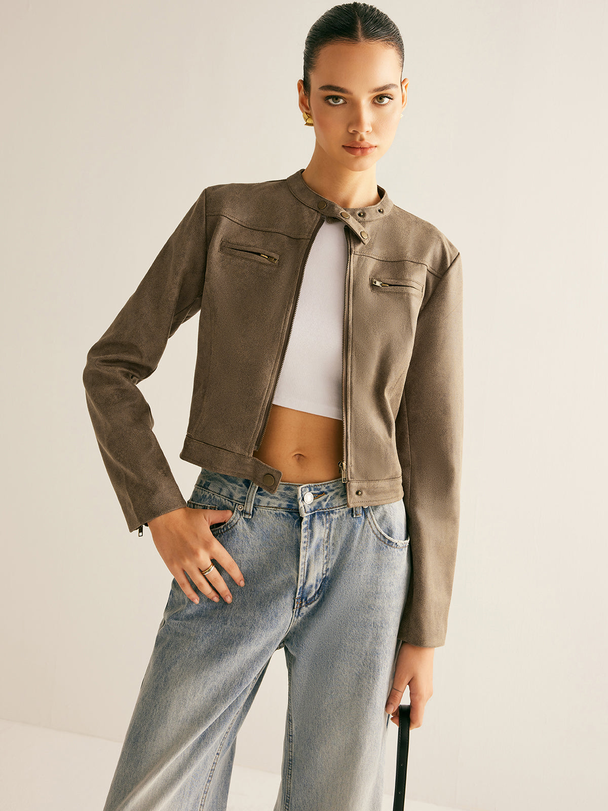 Boheme Button-Collar Zipper Jacket-Massicos