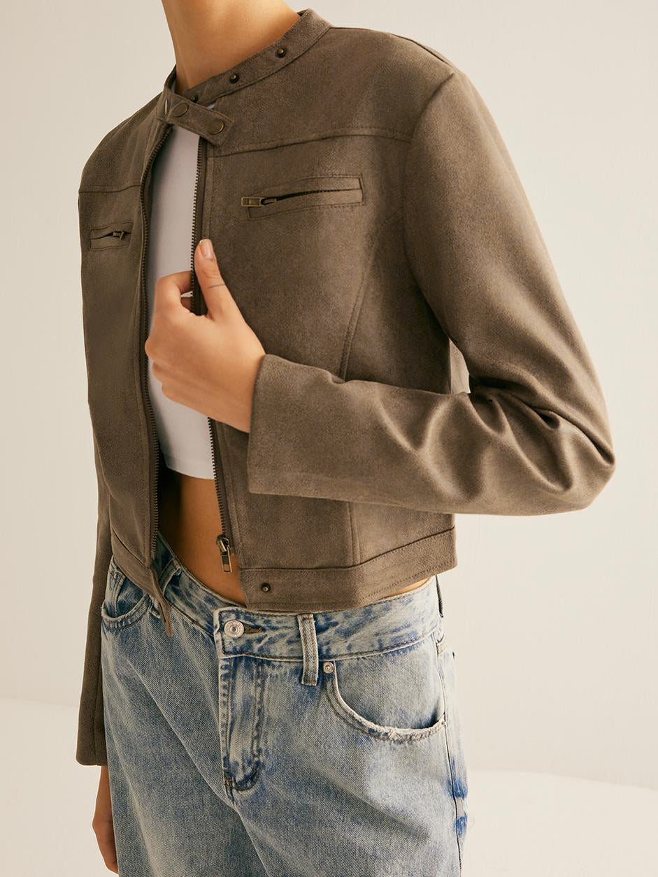 Boheme Button-Collar Zipper Jacket-Massicos