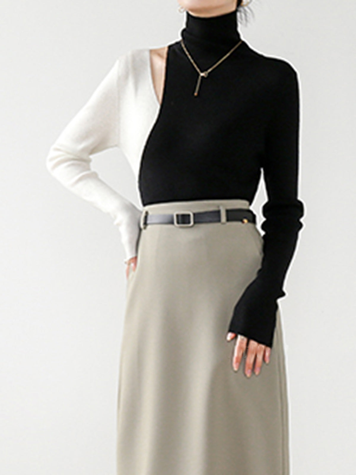 Color Block Cutout Knit Top-Massicos