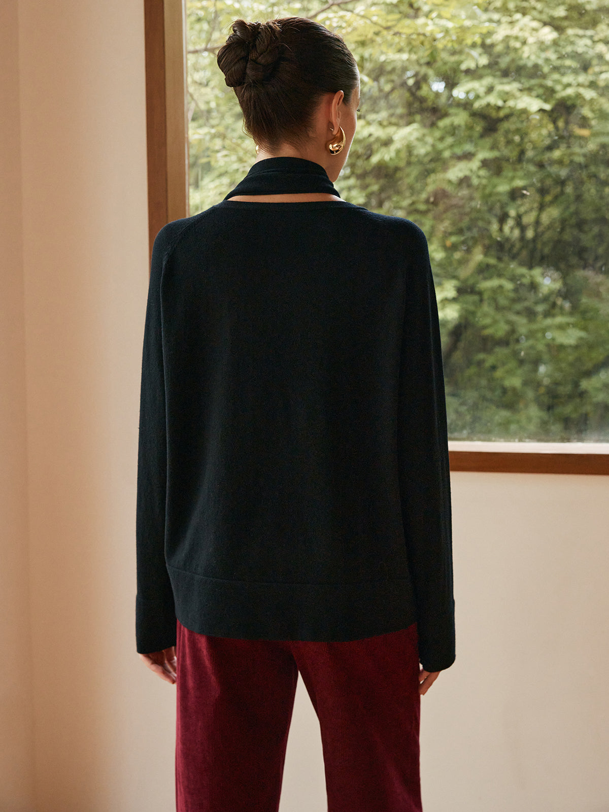 Minimalist Wool-Blend Scarf Sweater-Massicos
