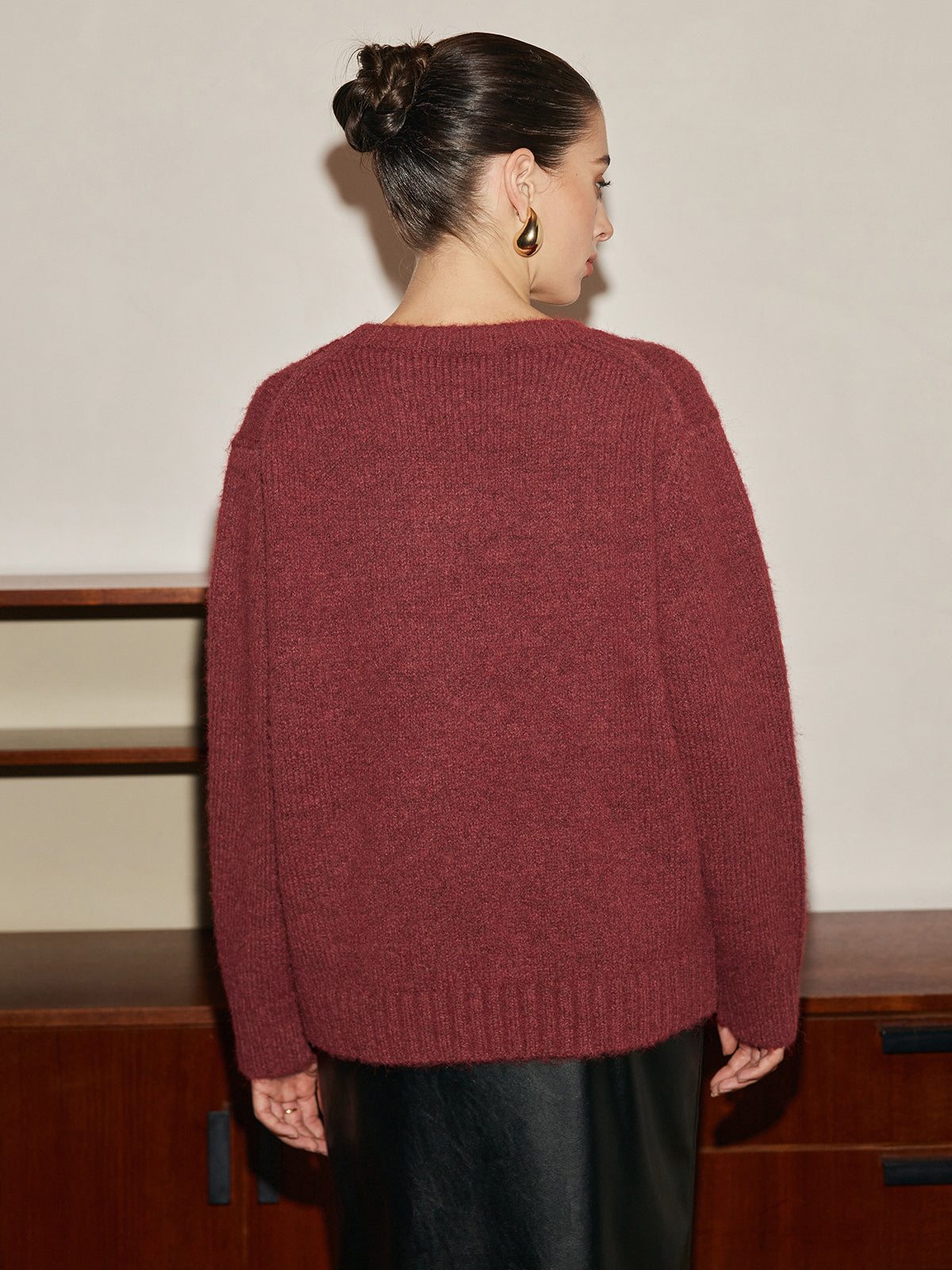 Adjustable Scarf Wool-Blend Sweater-Massicos