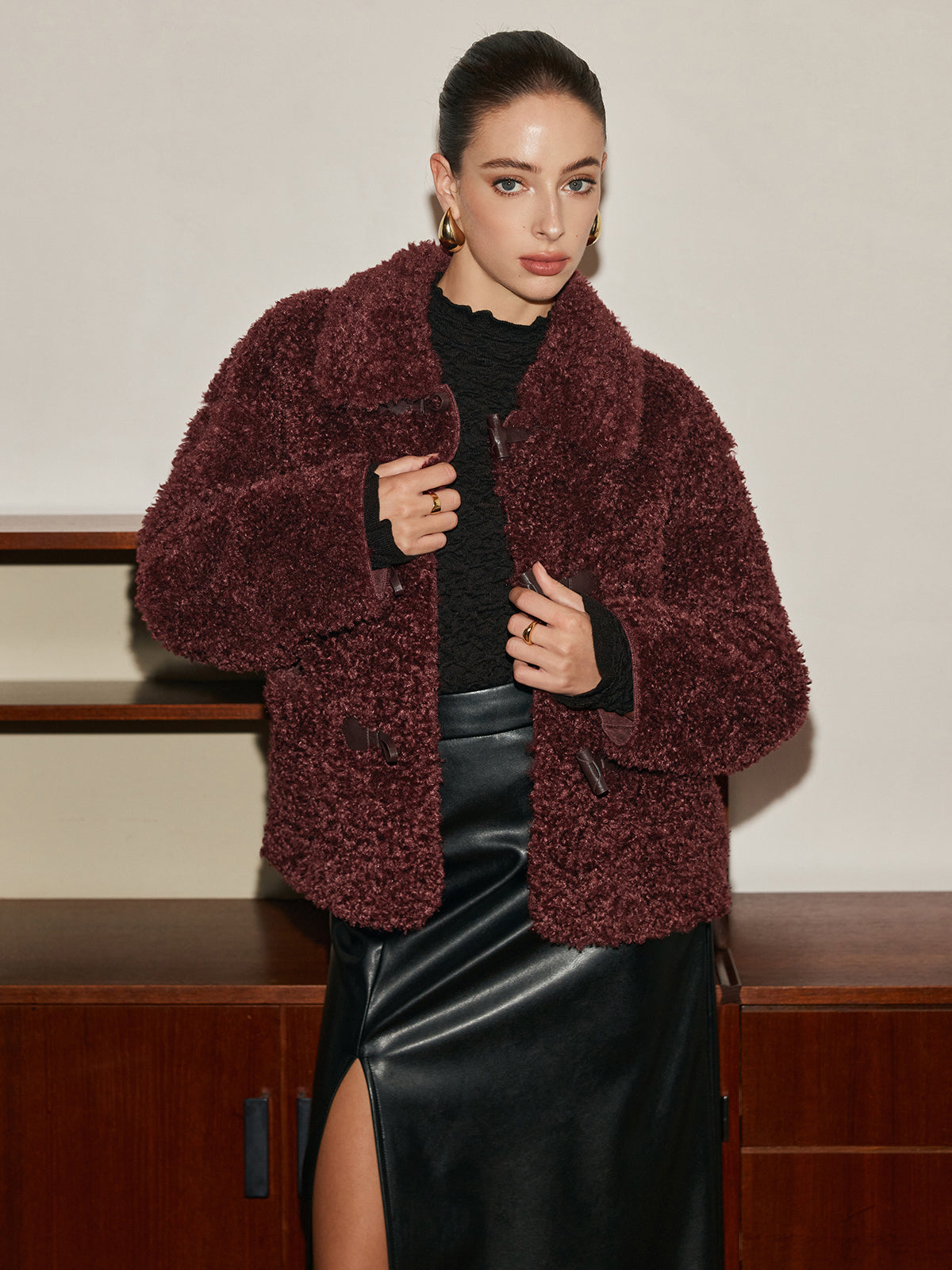 Button Lapel Teddy Jacket-Massicos