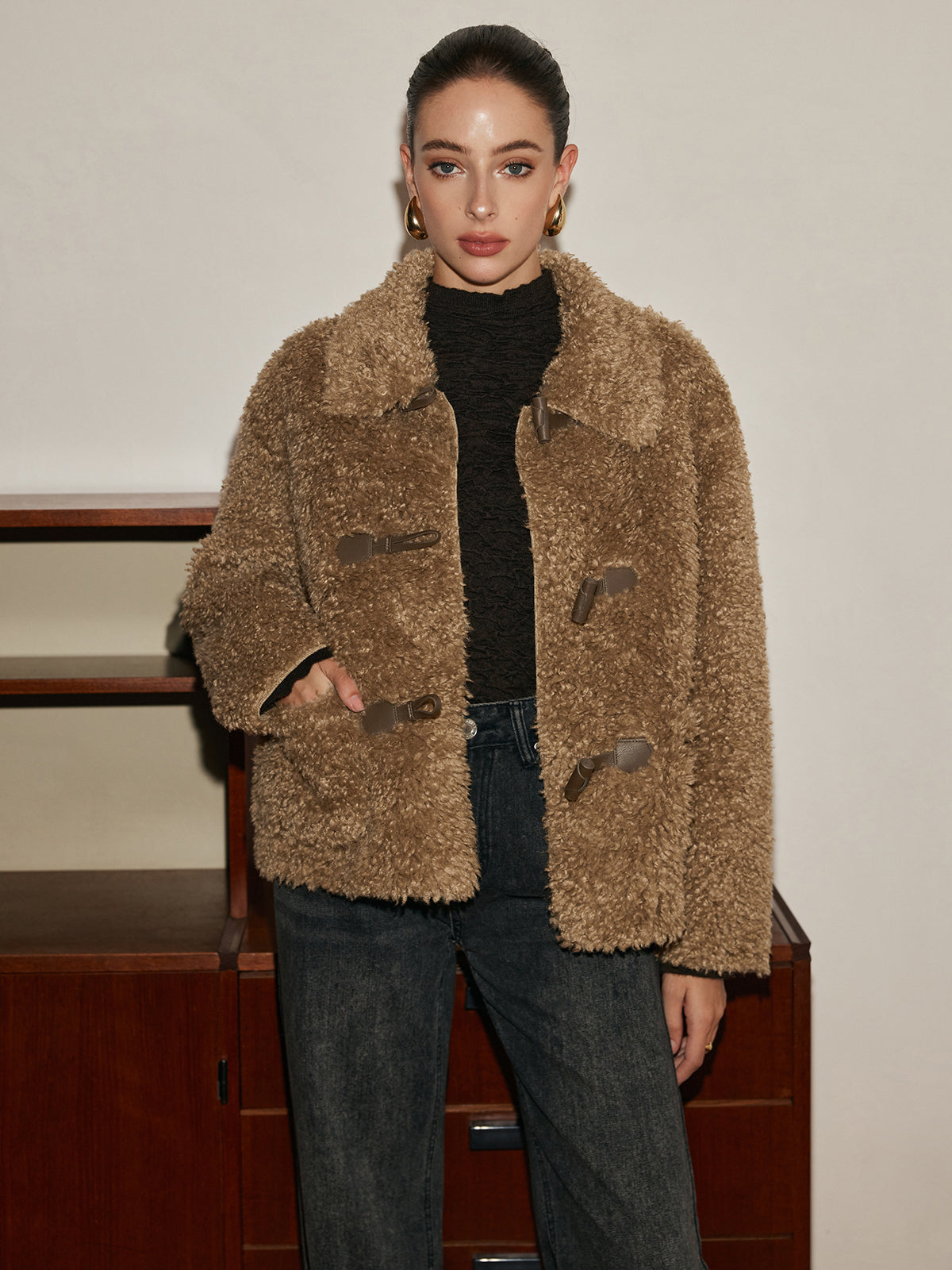 Button Lapel Teddy Jacket-Massicos