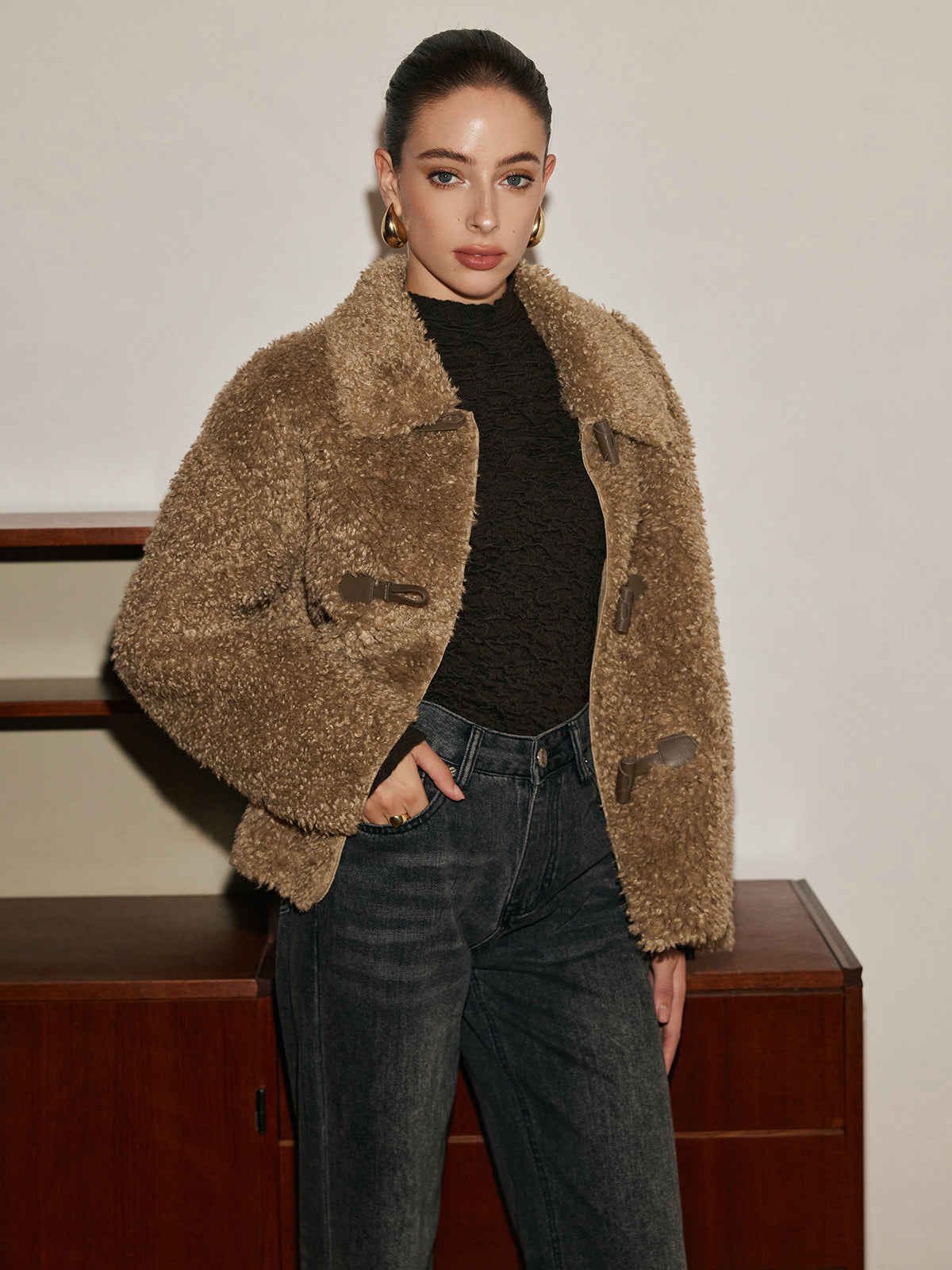 Button Lapel Teddy Jacket-Massicos