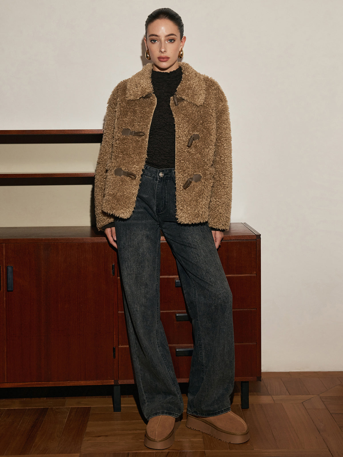 Button Lapel Teddy Jacket-Massicos