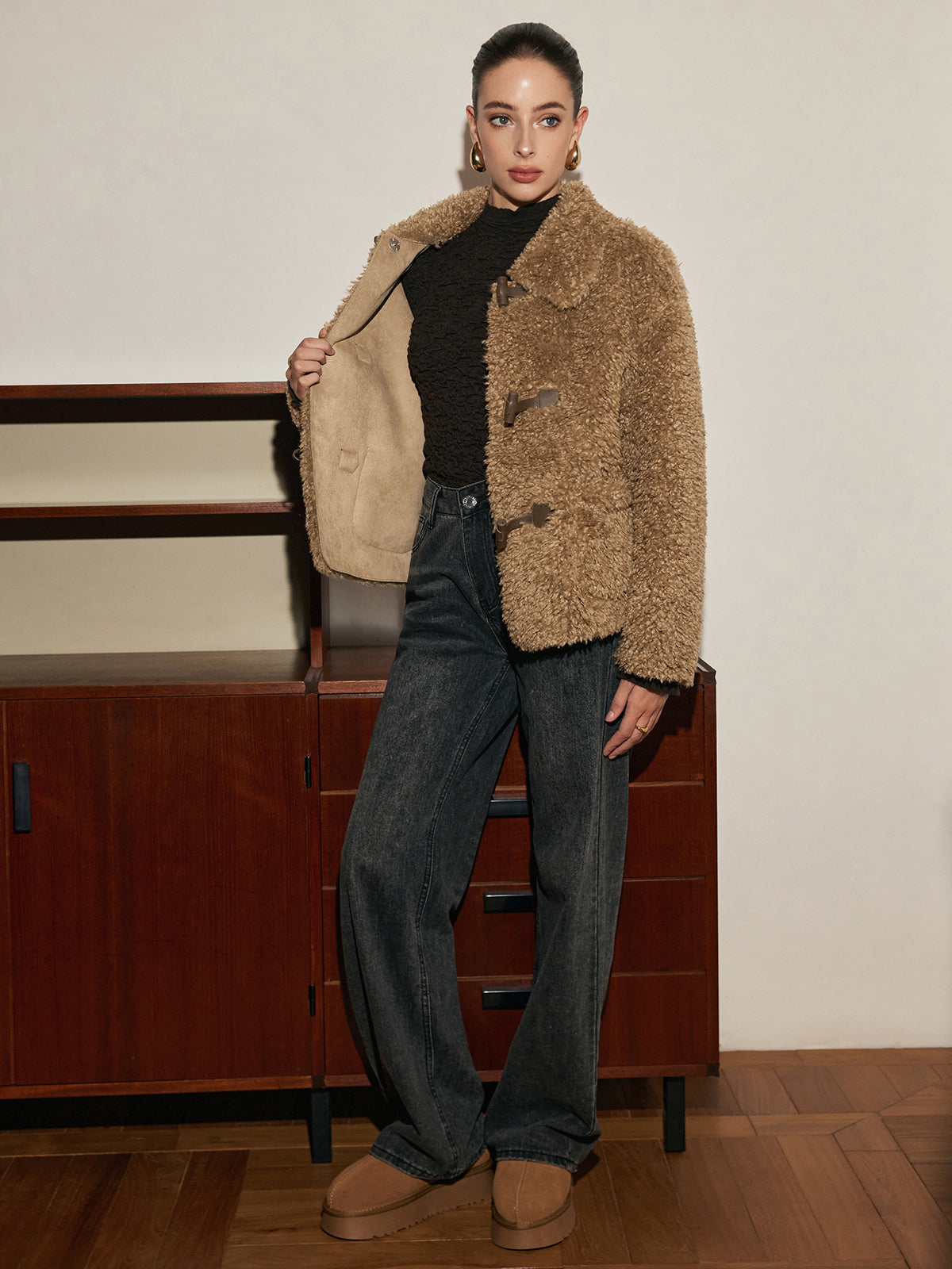 Button Lapel Teddy Jacket-Massicos