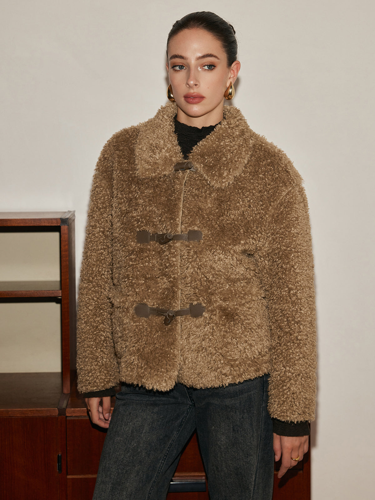 Button Lapel Teddy Jacket-Massicos