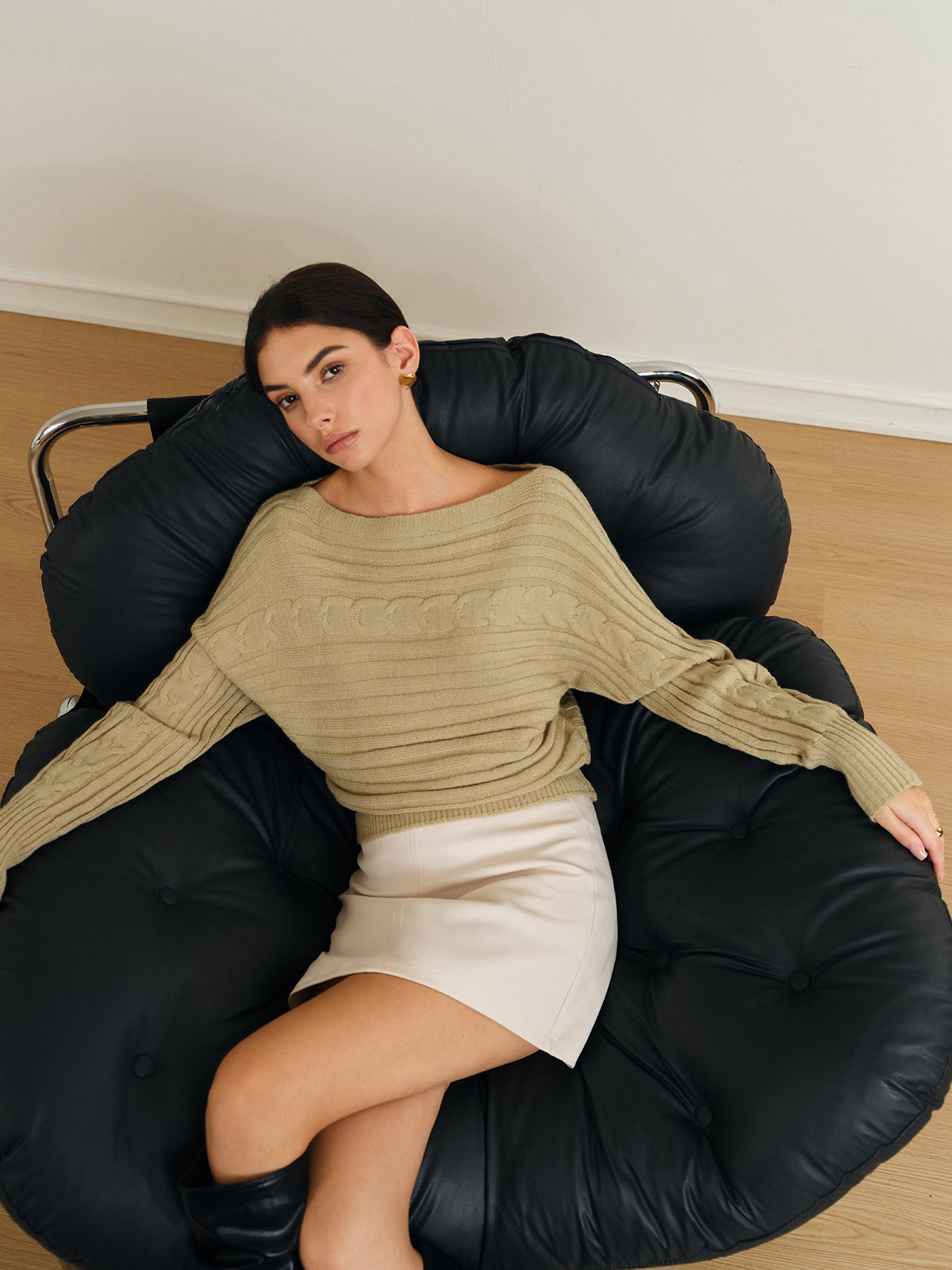 Straight Neck Twist Sweater-Massicos