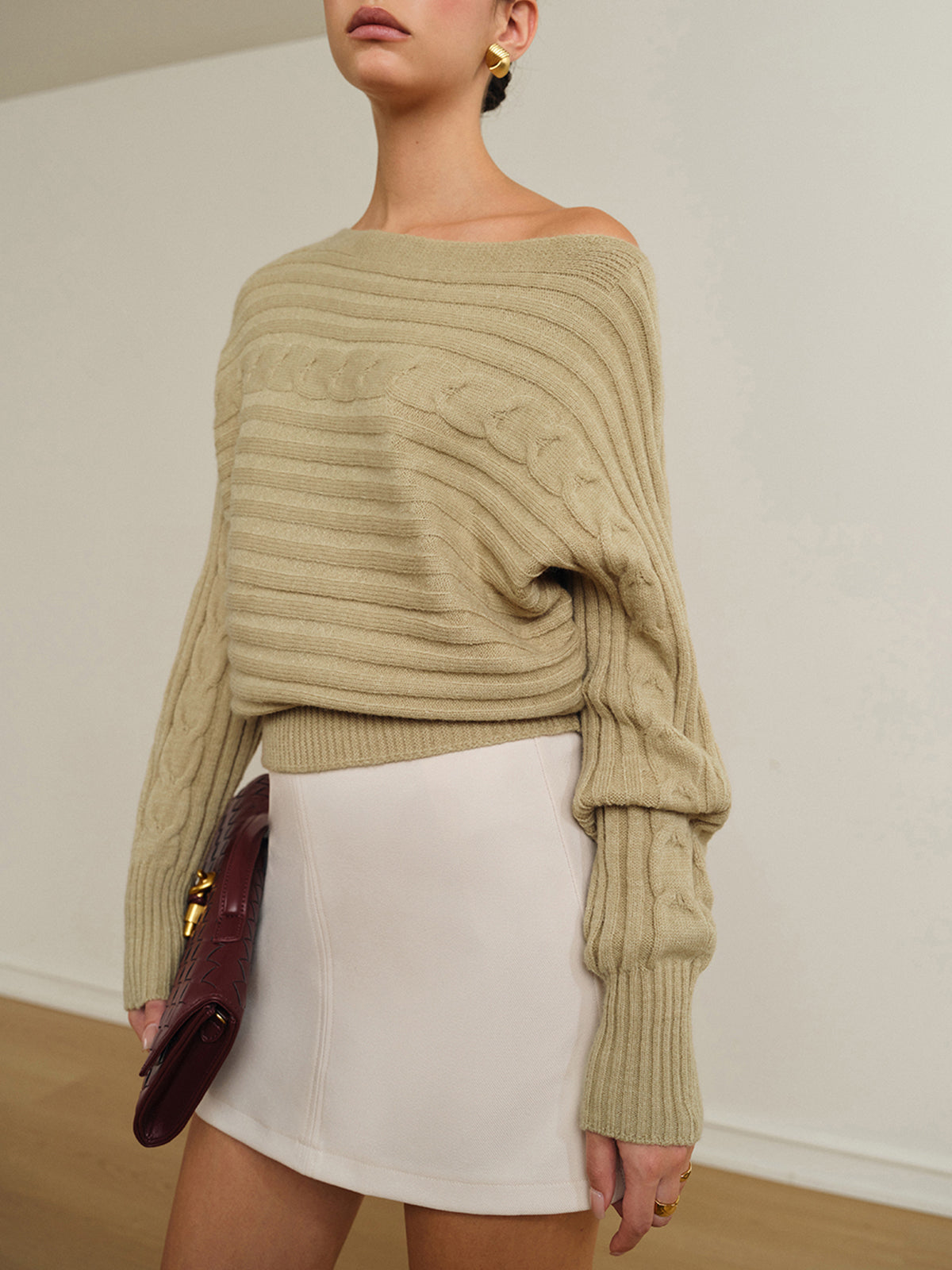 Straight Neck Twist Sweater-Massicos