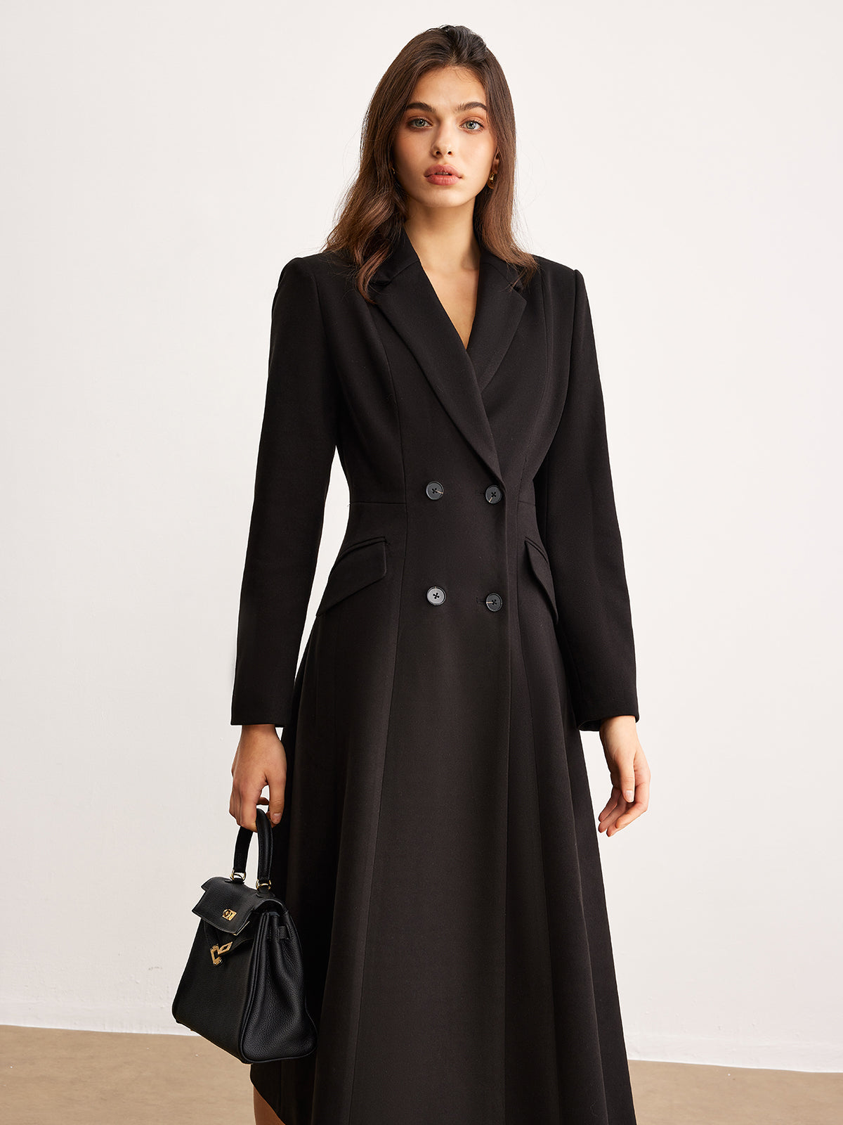 Button Lapel Long Blazer-Massicos