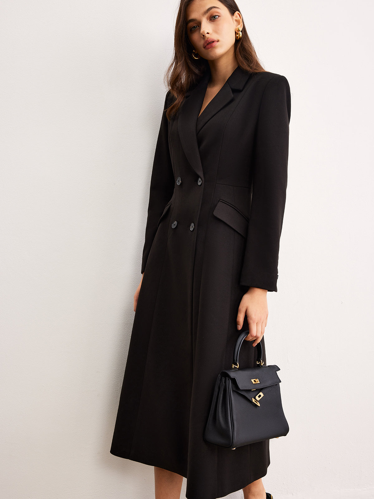 Button Lapel Long Blazer-Massicos