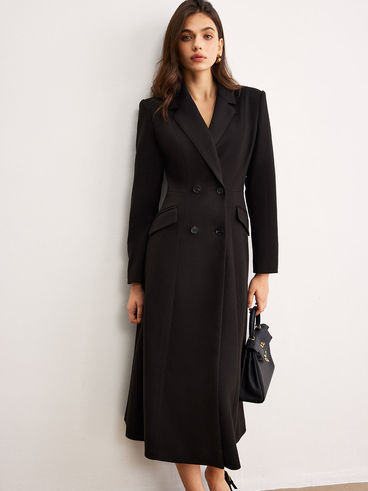 Button Lapel Long Blazer-Massicos
