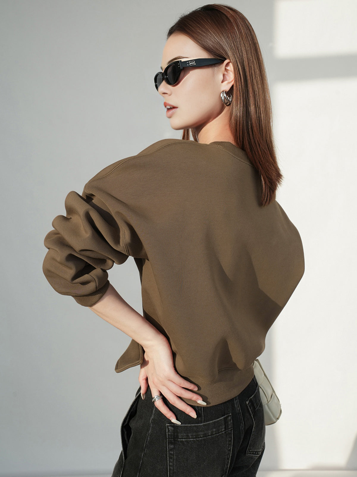 Belted Short Sweatshirt-Massicos