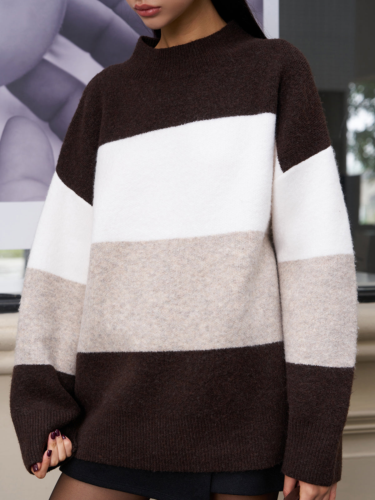 Versatile Color Block Pullover Sweater-Massicos
