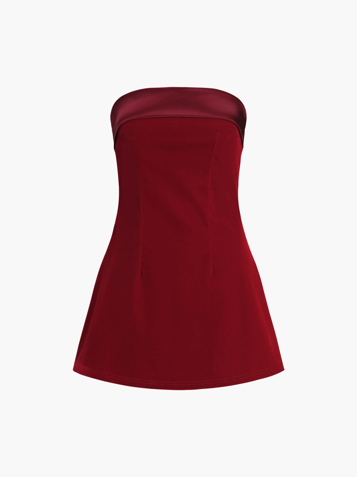Satin Velvet Strapless Short Dress-Massicos