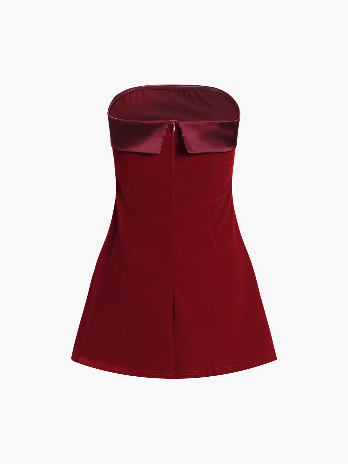 Satin Velvet Strapless Short Dress-Massicos