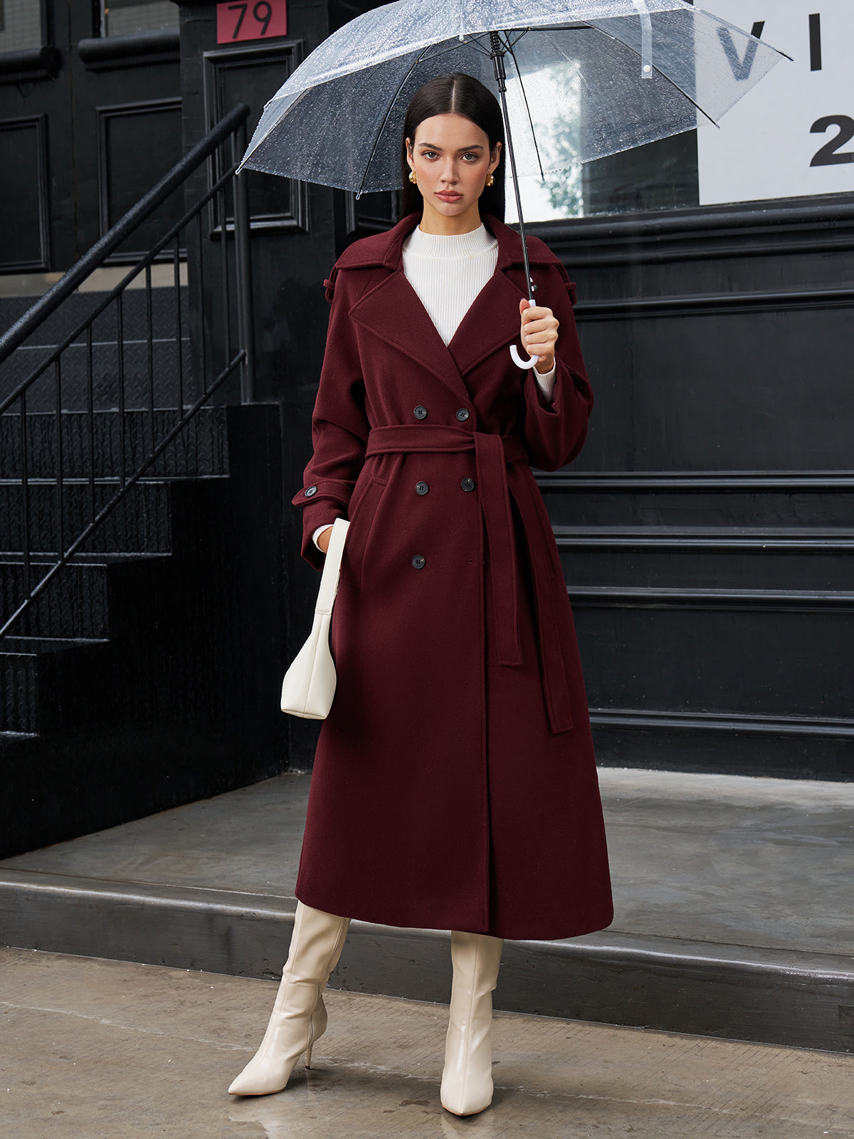 Regular Tweed Long Coat-Massicos