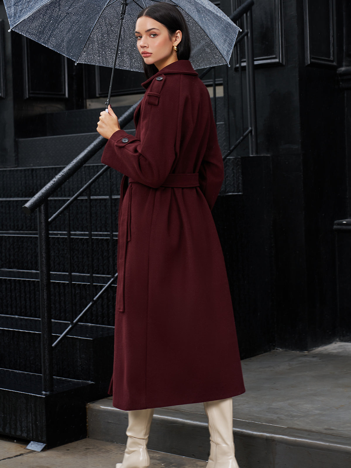 Regular Tweed Long Coat-Massicos