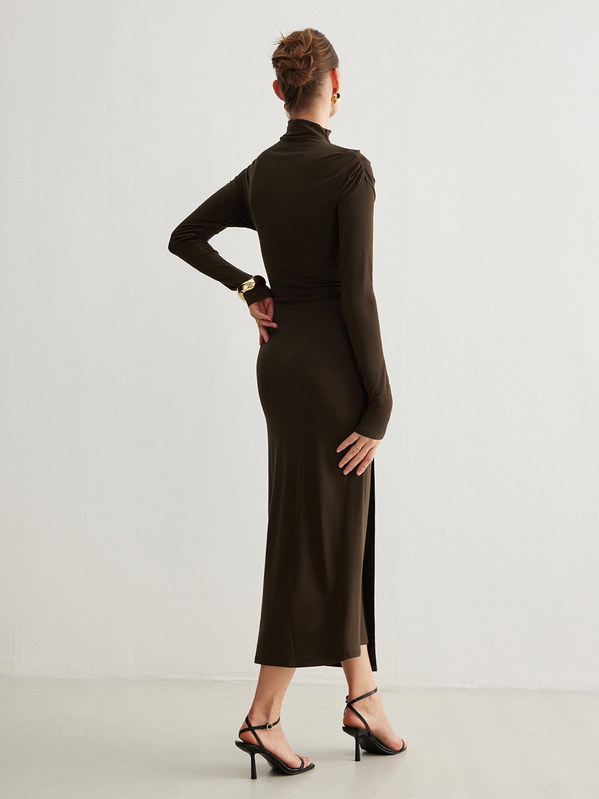 Irregular Metal-Ring Slit Pleated Dress-Massicos
