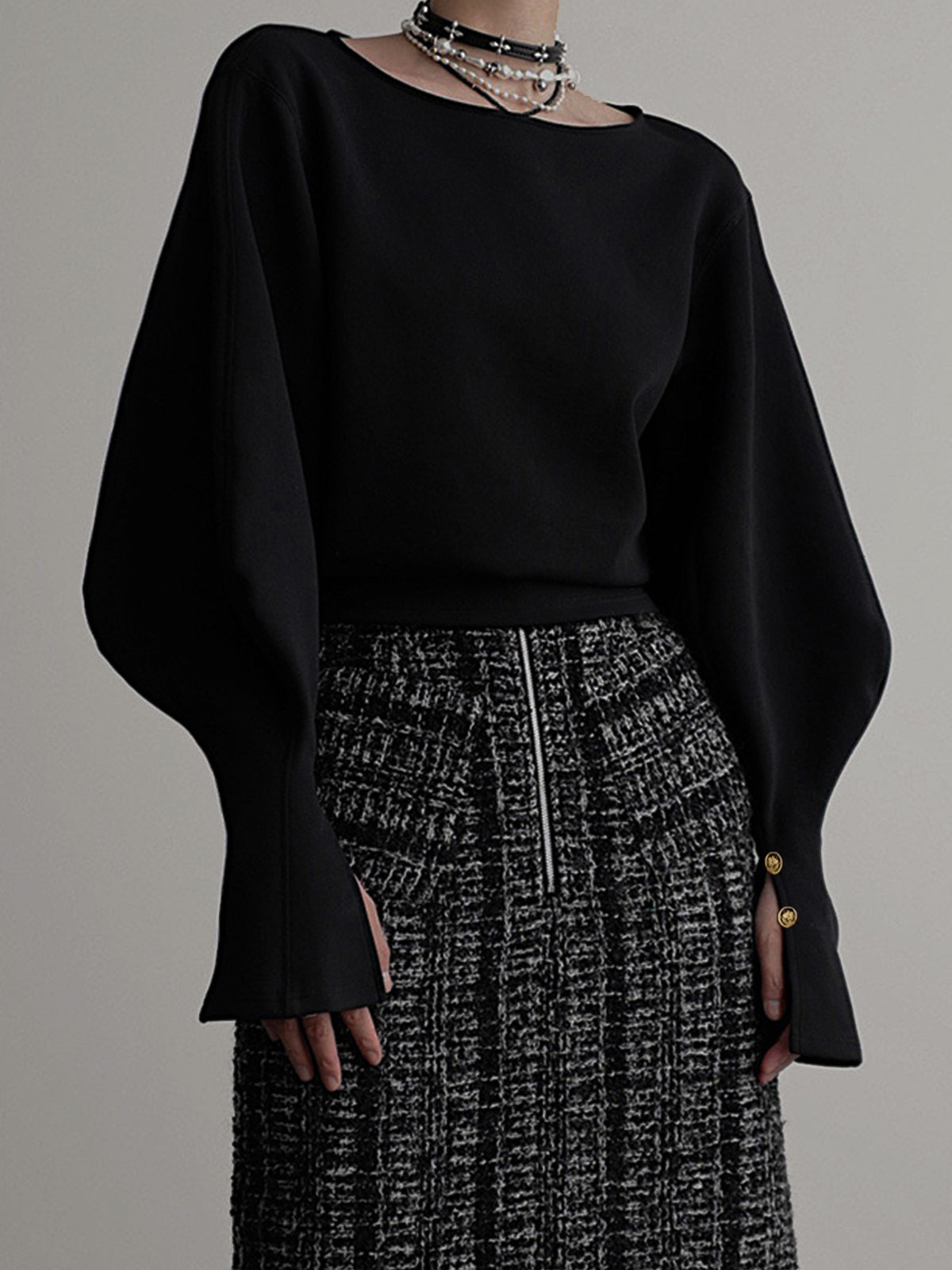 Bell Sleeve Cinched Sweatshirt-Massicos