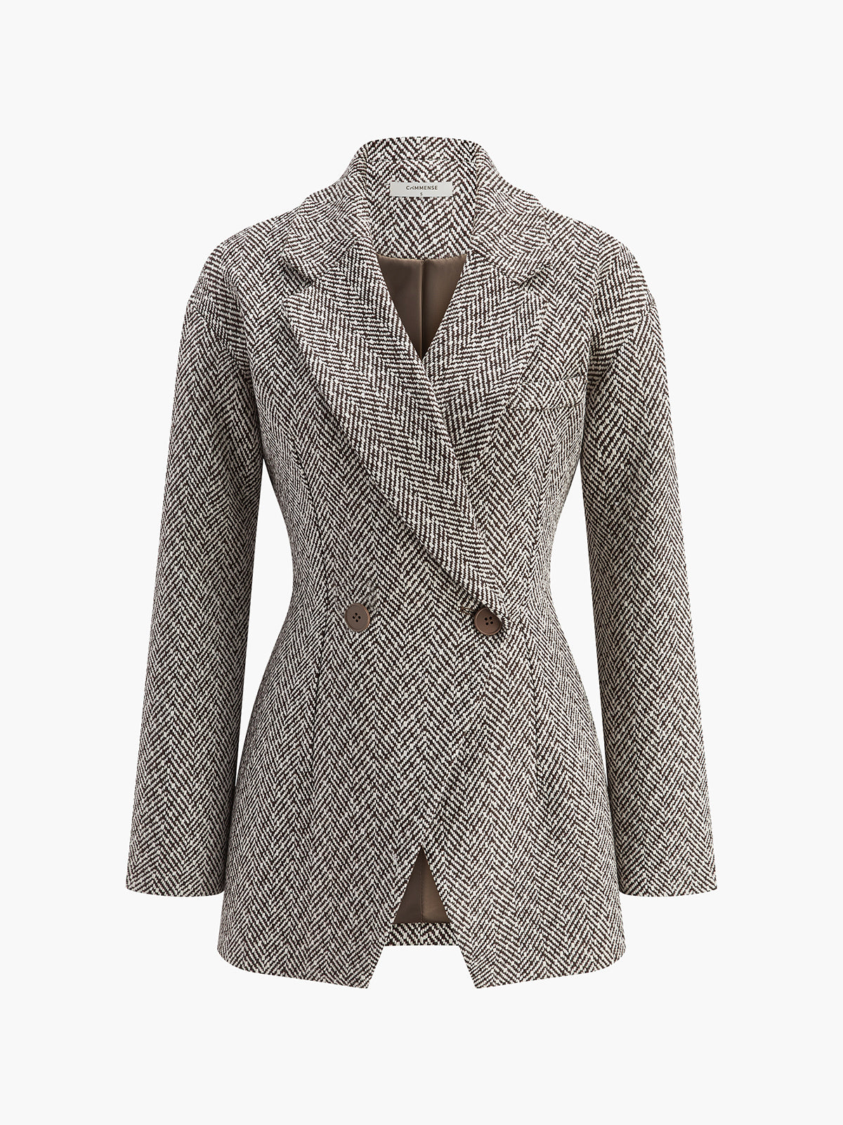 Chevron Lapel Cinched Blazer-Massicos