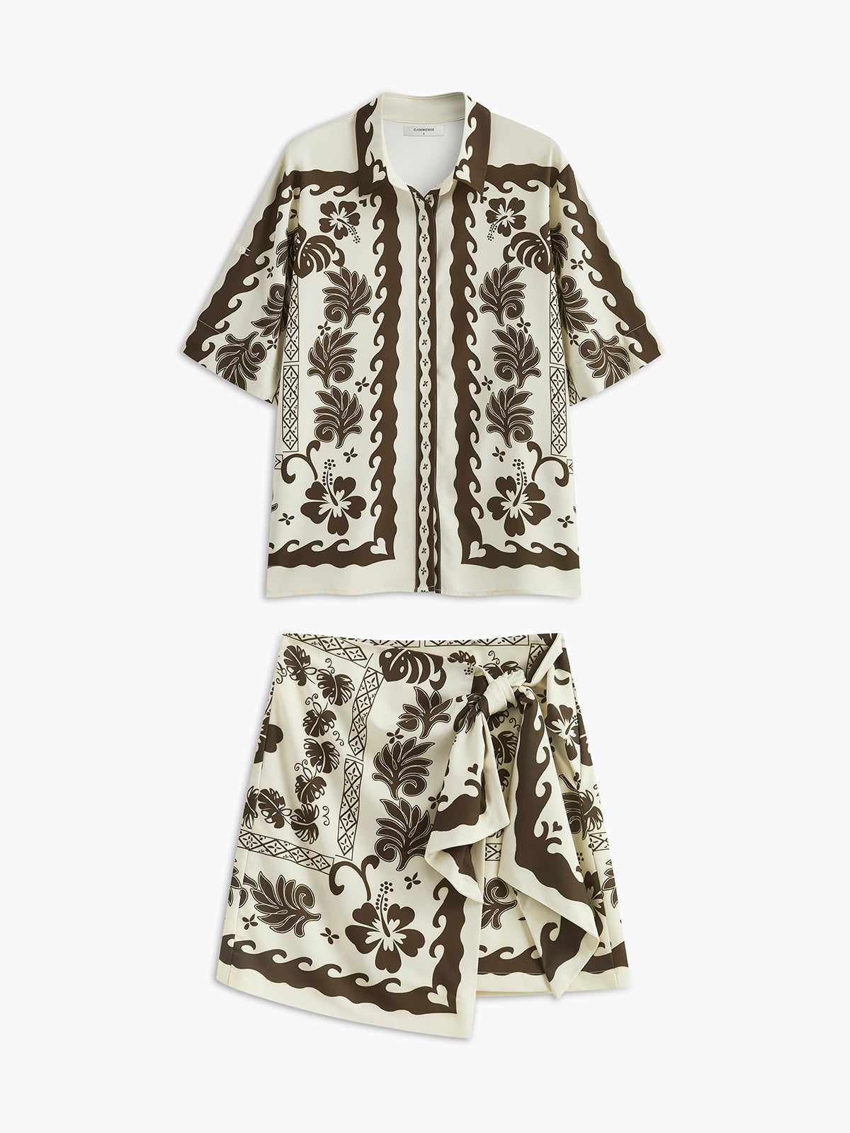 Tropical Plant Print Vacation Skirt Set-Massicos