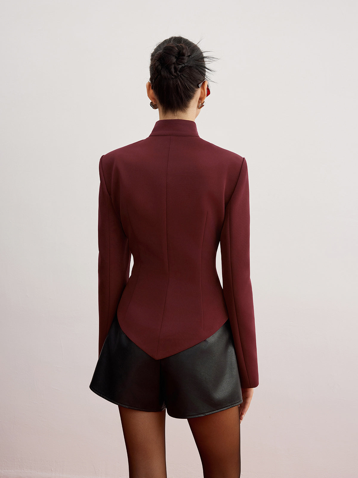 Cutout Slim Blazer With Shoulder Pads-Massicos
