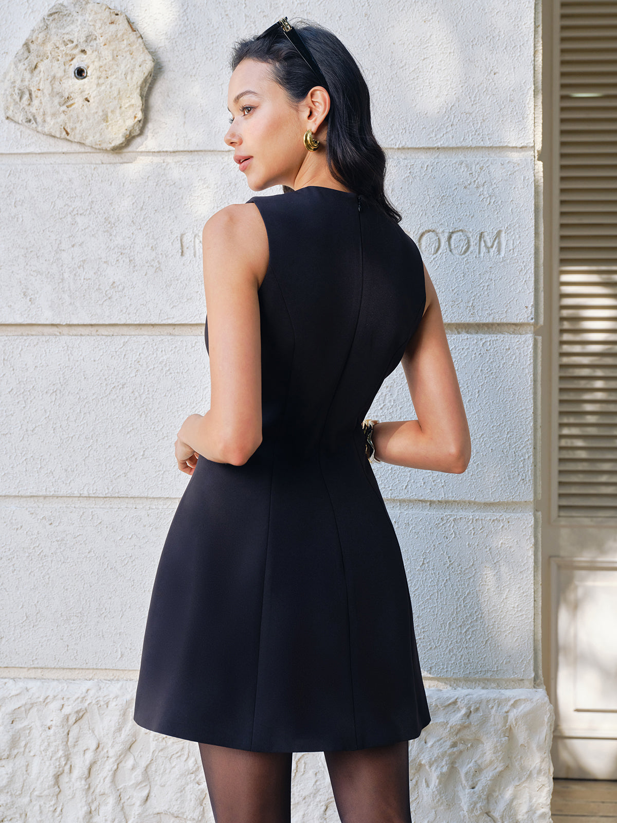 Bow-Decor Zipper Tank Dress-Massicos