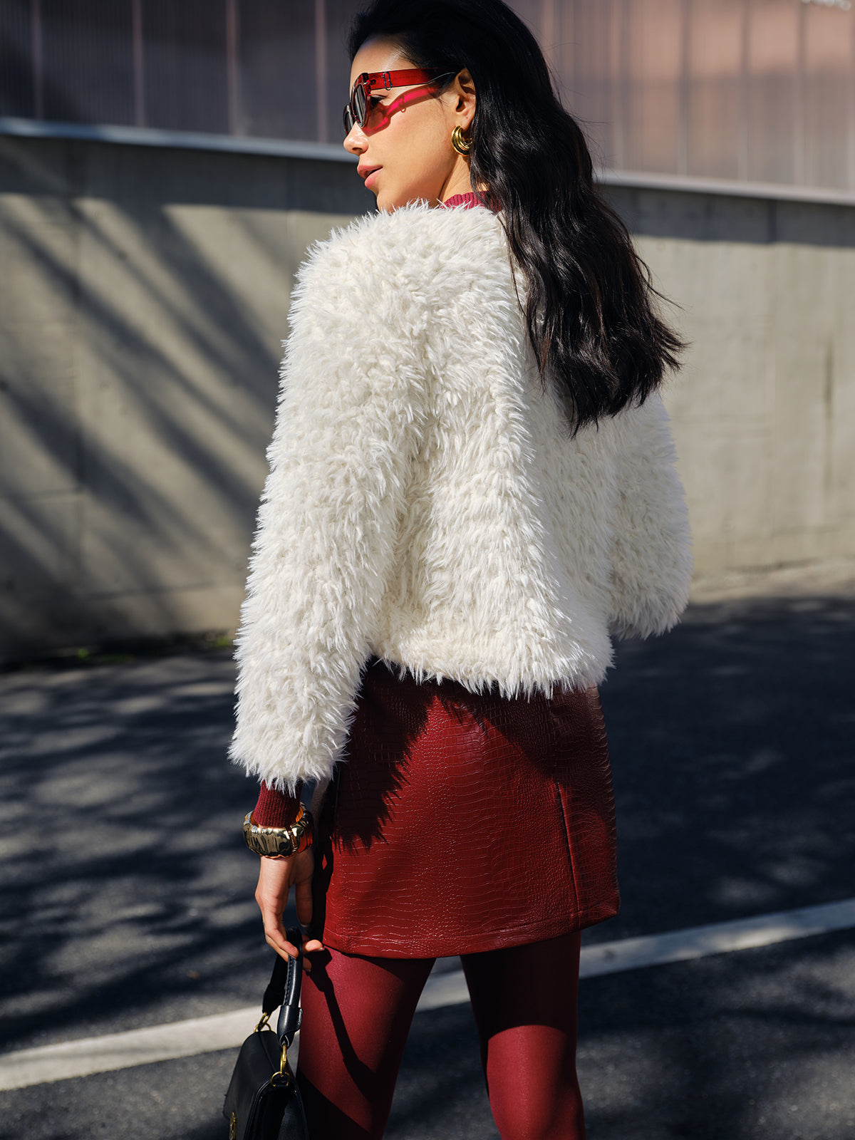 Faux Fur Short Coat-Massicos