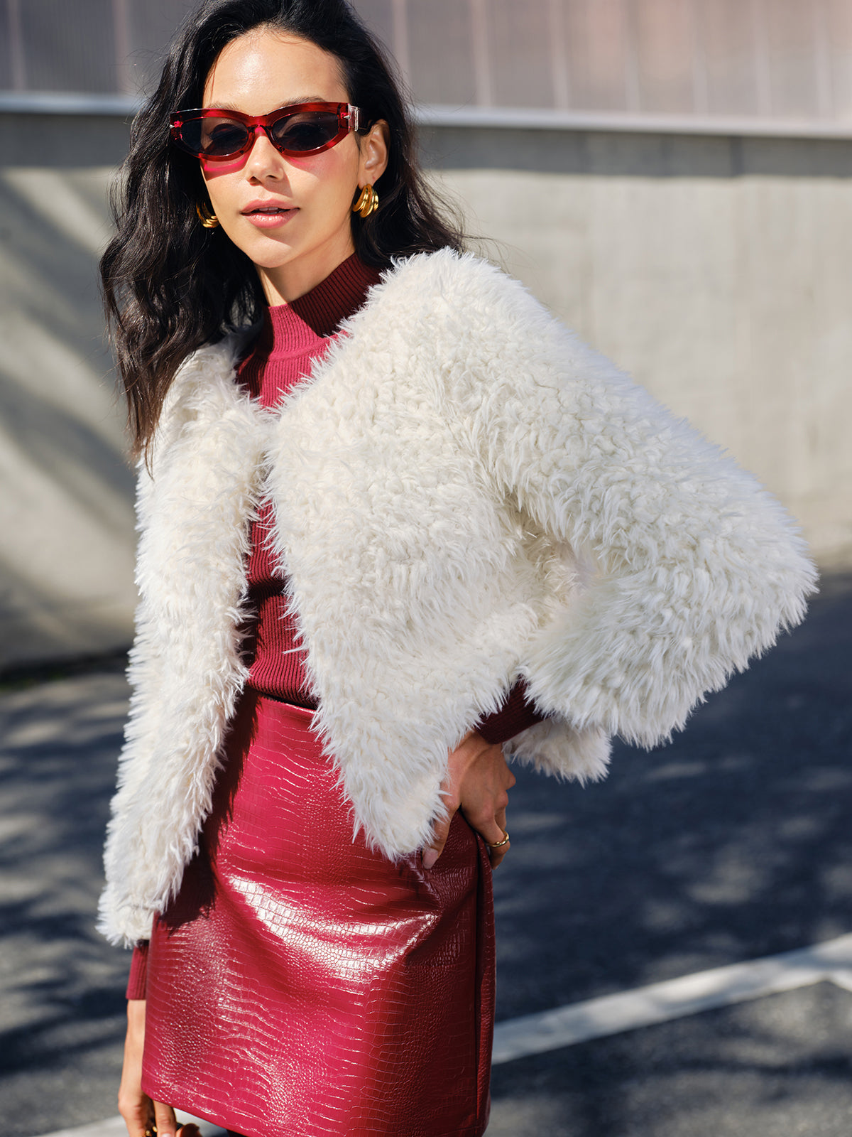 Faux Fur Short Coat-Massicos