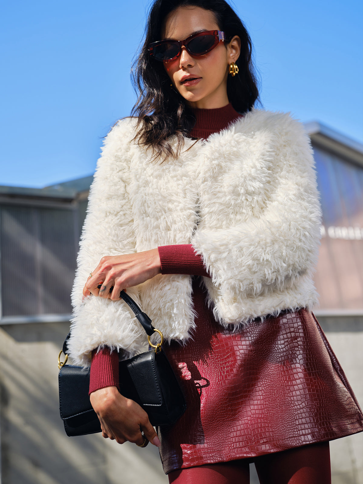 Faux Fur Short Coat-Massicos