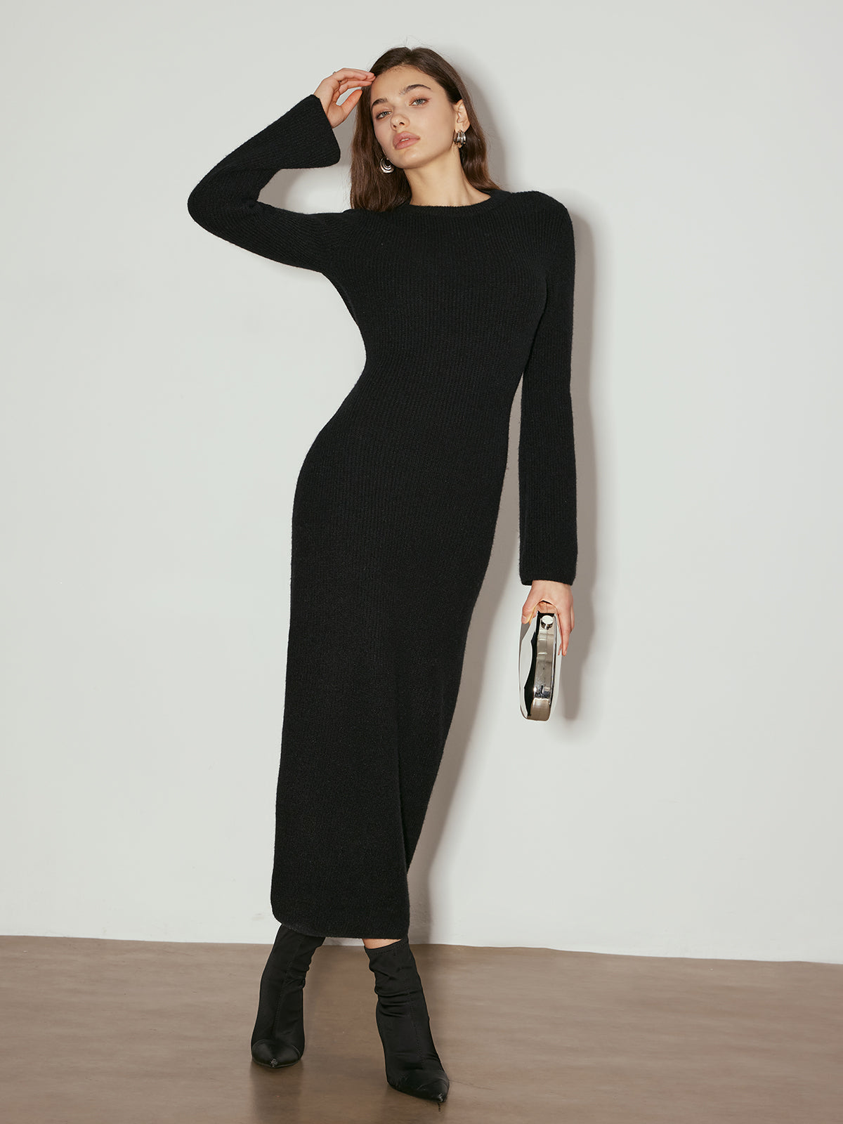 Tie Neck Open Back Long Dress-Massicos