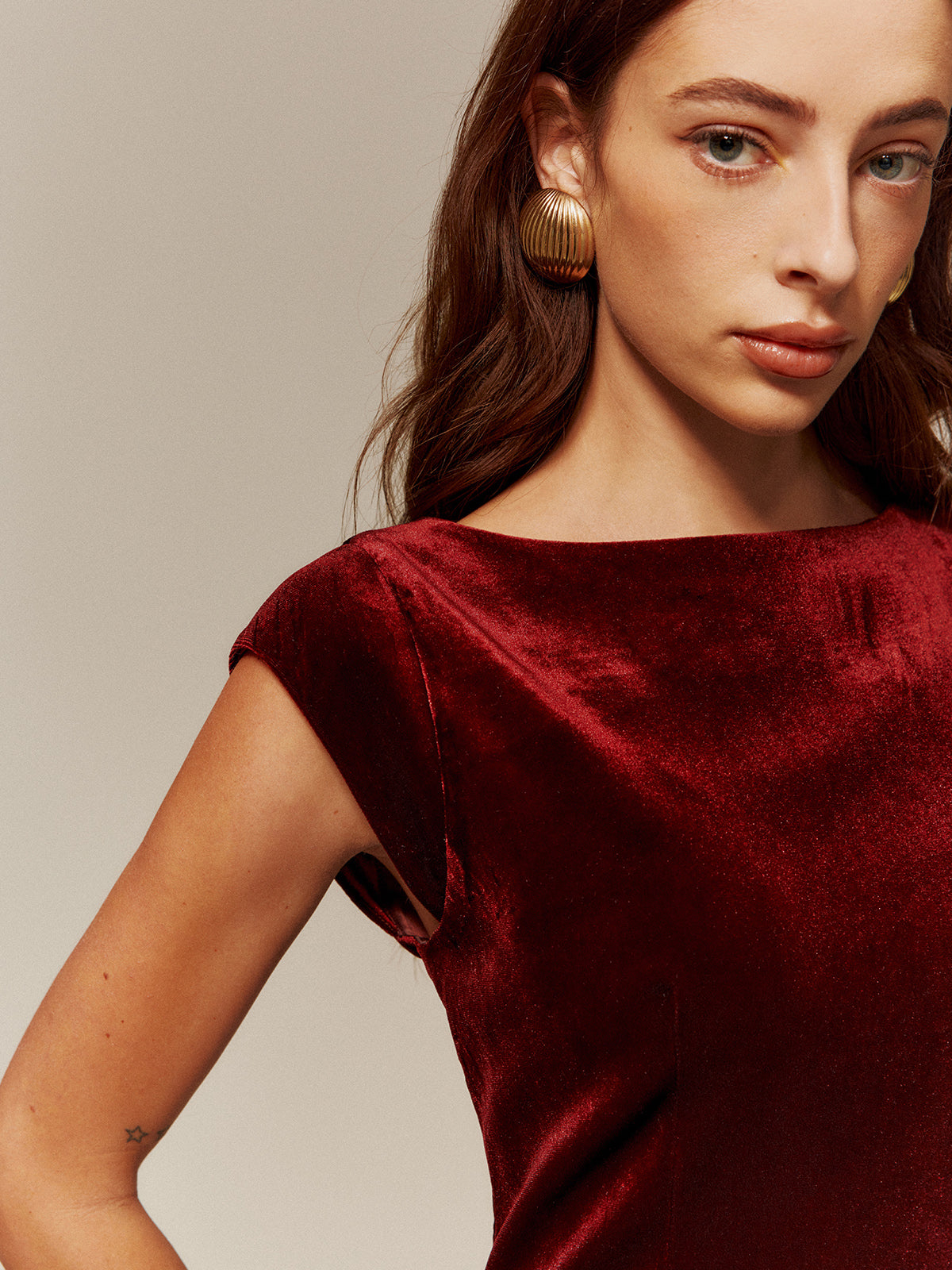 Velvet Pleated Tank Short Dress-Massicos