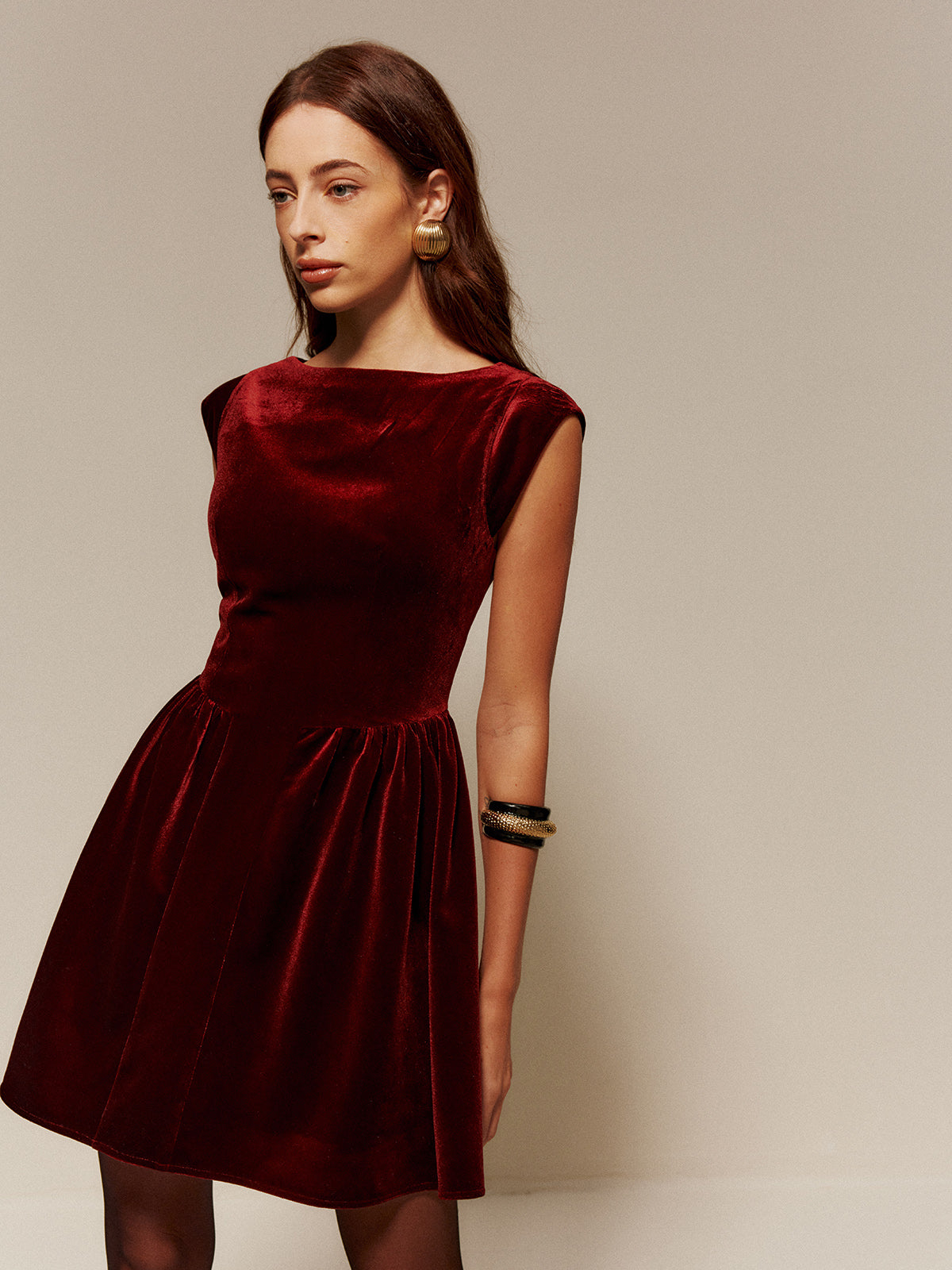 Velvet Pleated Tank Short Dress-Massicos