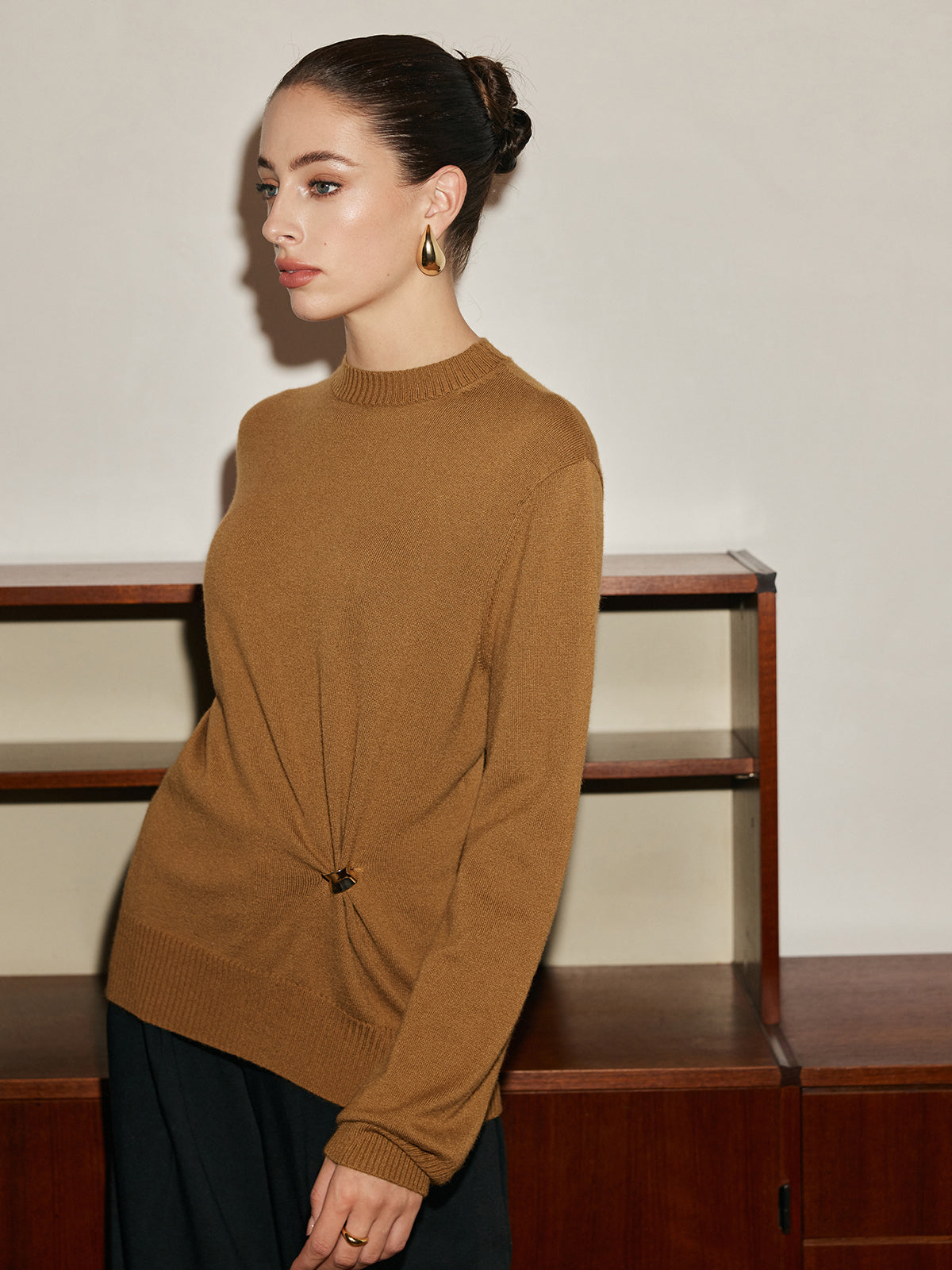 Wool-Blend Metal Knotted Sweater-Massicos