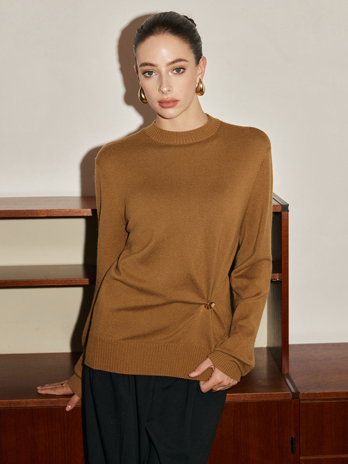 Wool-Blend Metal Knotted Sweater-Massicos