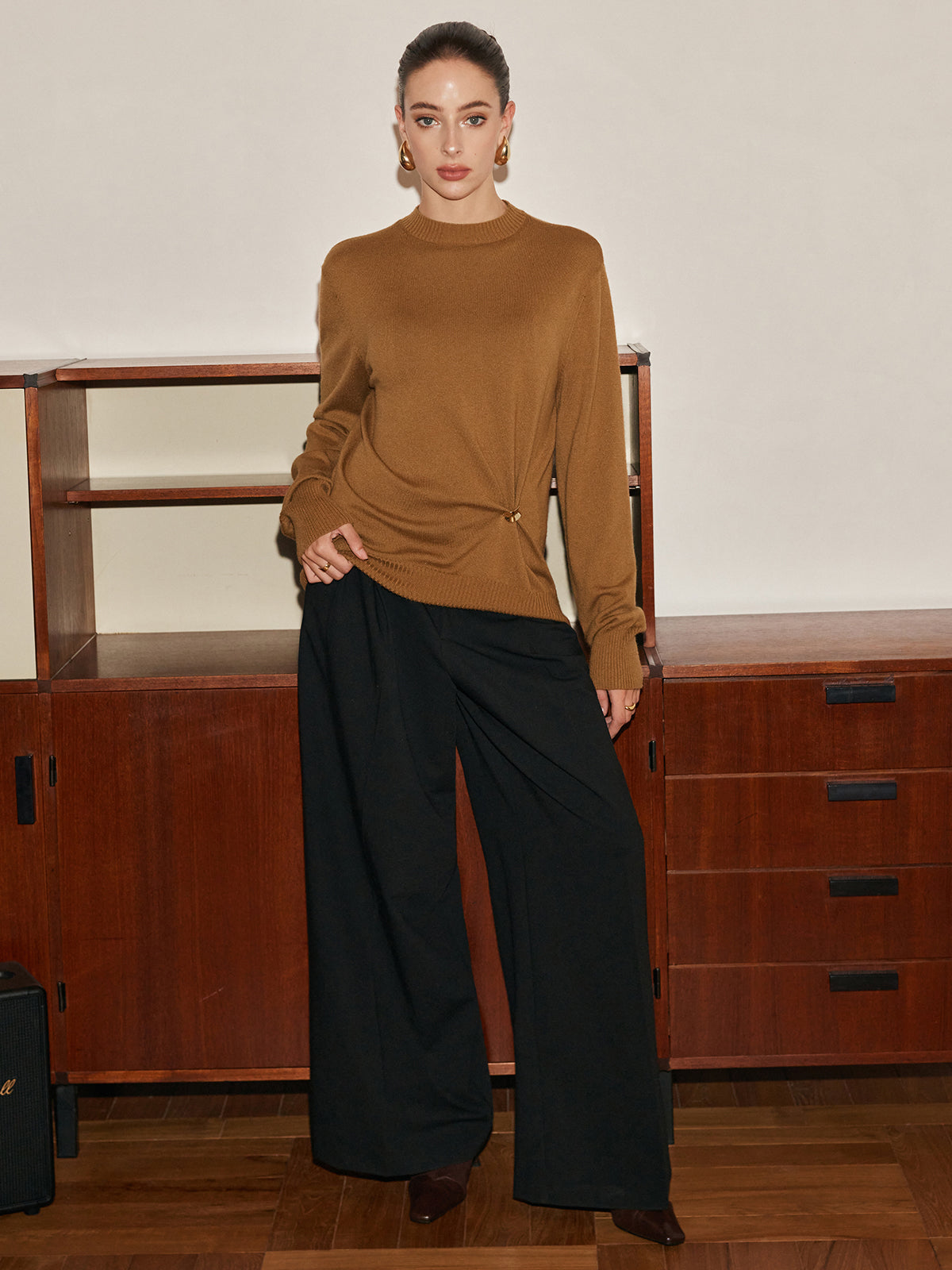 Wool-Blend Metal Knotted Sweater-Massicos