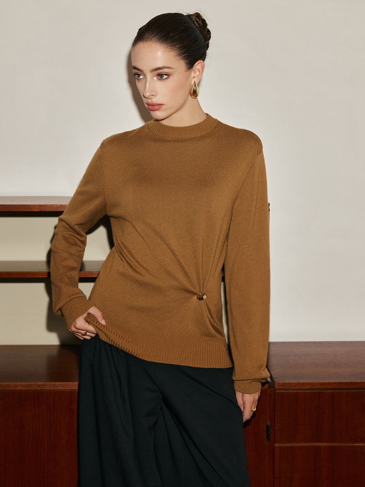 Wool-Blend Metal Knotted Sweater-Massicos