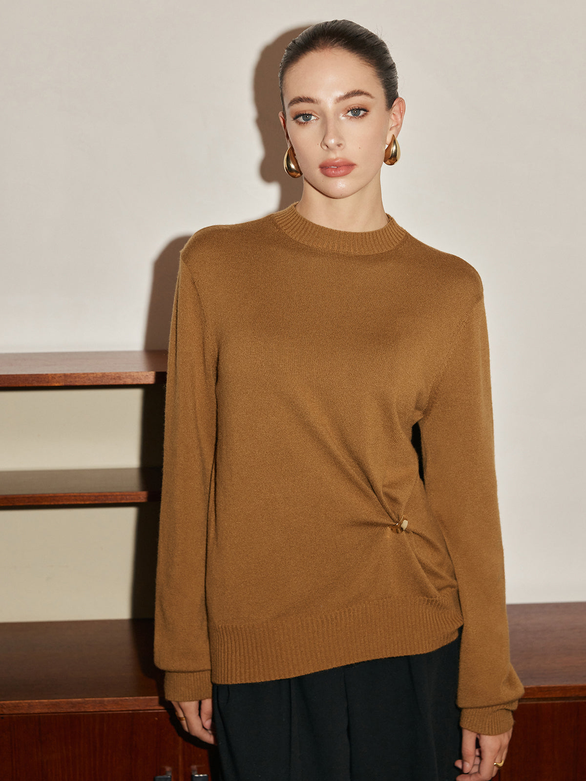 Wool-Blend Metal Knotted Sweater-Massicos