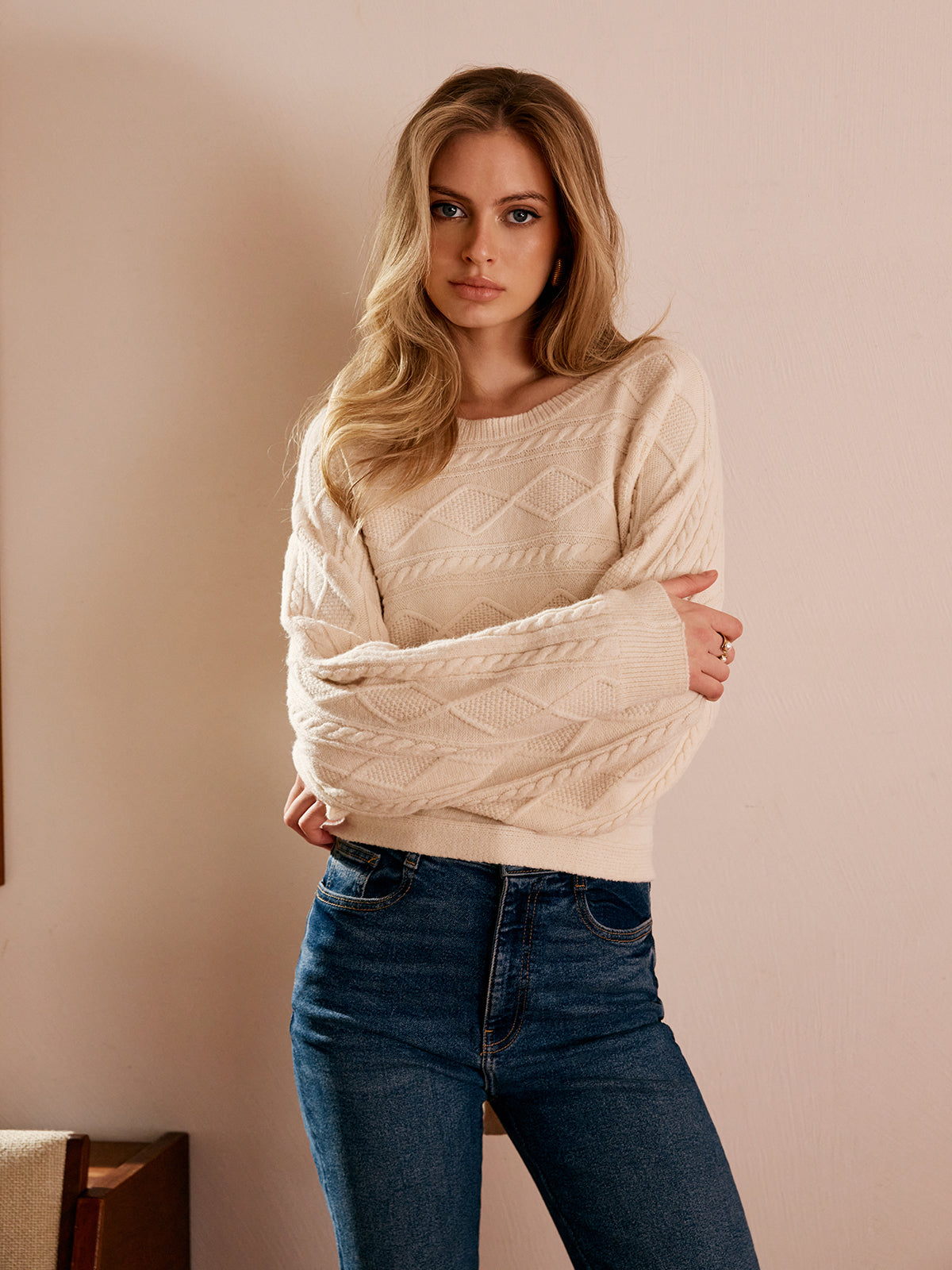 Tie Back Cable Knit Top-Massicos