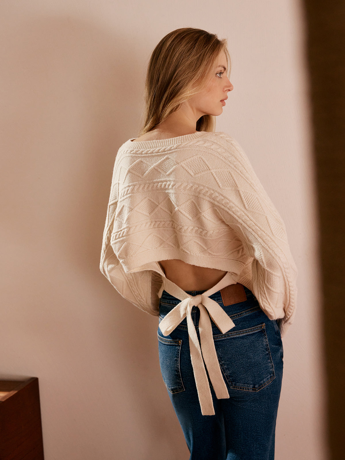 Tie Back Cable Knit Top-Massicos
