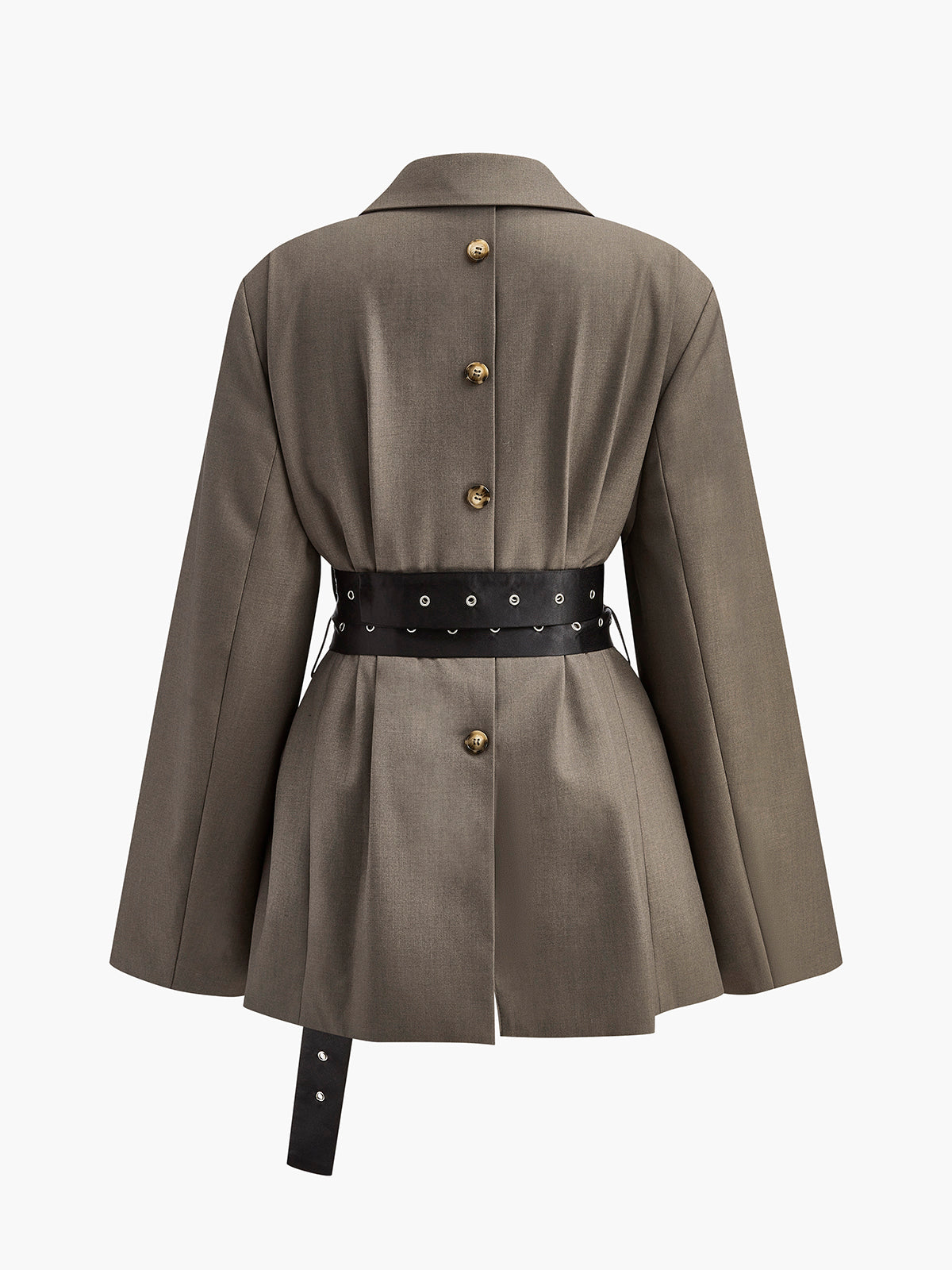 Retro Button Blazer With Belt-Massicos