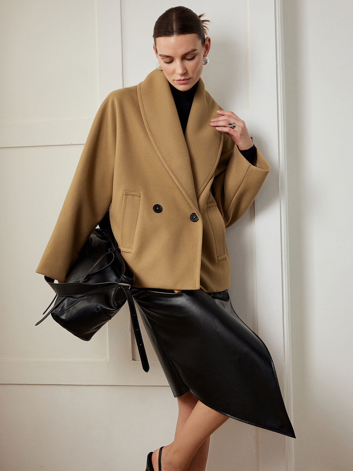 Tweed Pockets Loose Coat-Massicos