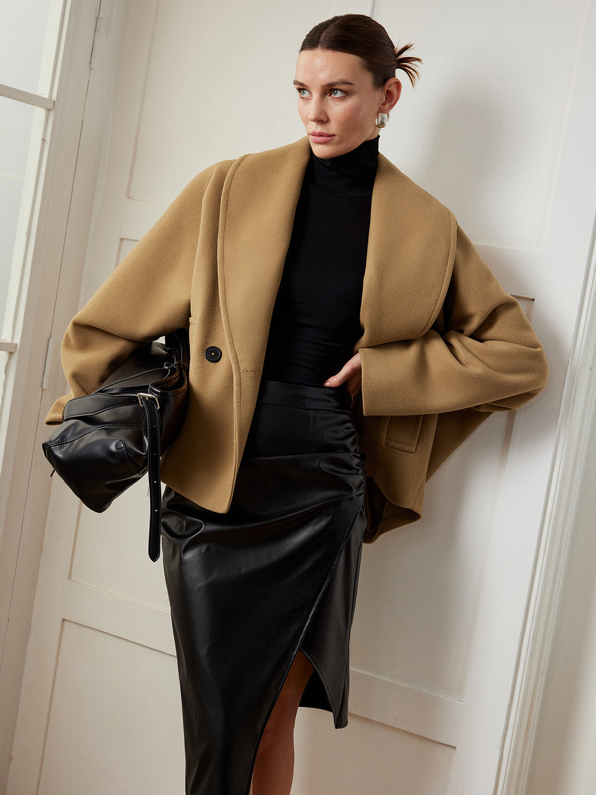 Tweed Pockets Loose Coat-Massicos